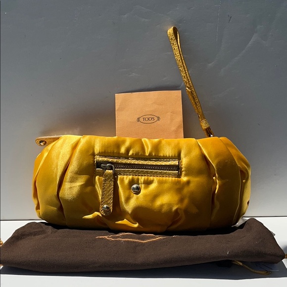 Vintage Tod’s Yellow Poshmy/Snakeskin Clutch - Picture 1 of 16